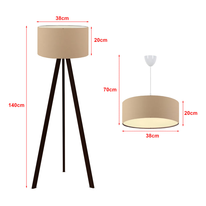 Set di 2 Lampade 'Scunthorpe' Composto di 1 Piantana - Lampada da Terra e 1 Lampadario - Lampada a Sospensione con