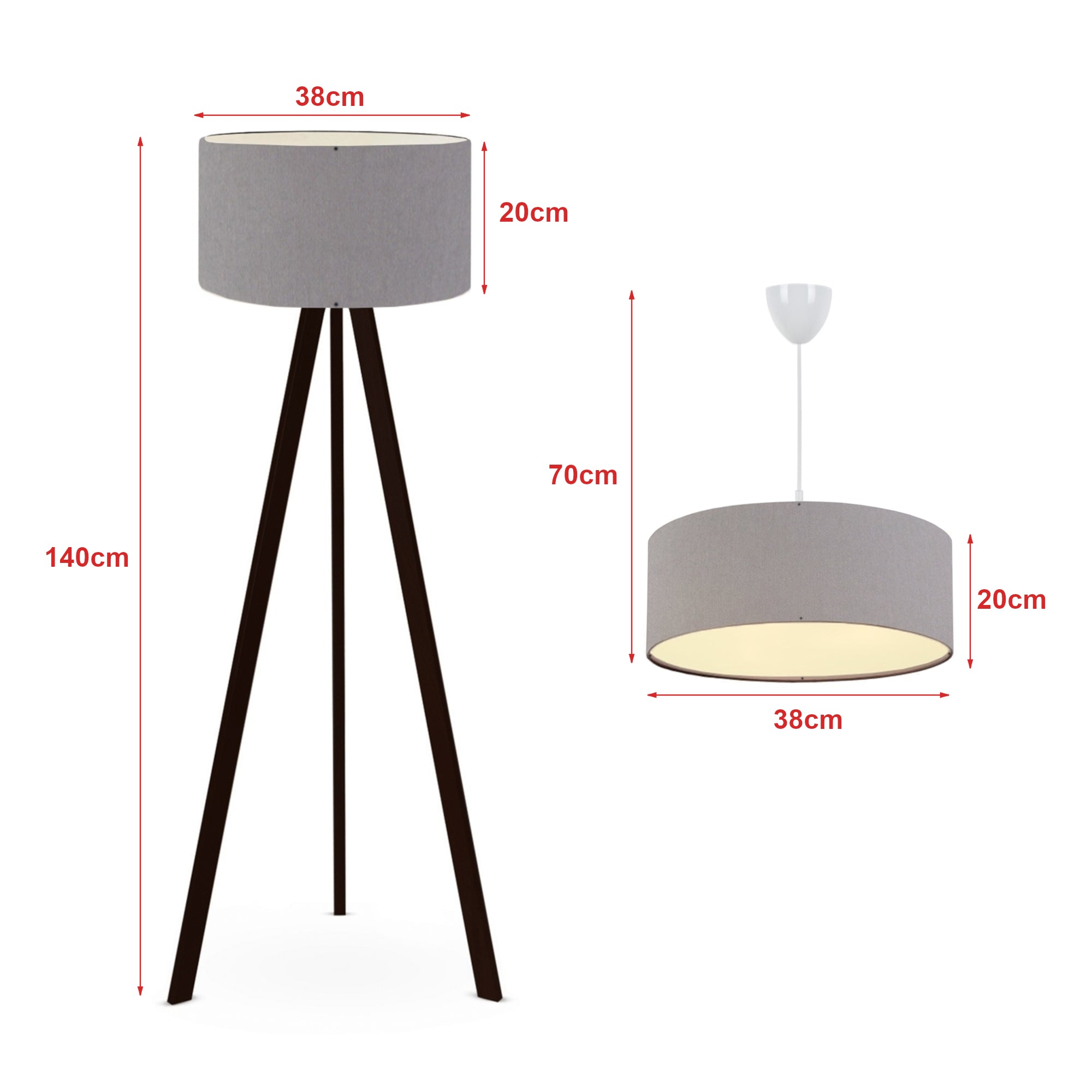 Set di 2 Lampade 'Scunthorpe' Composto di 1 Piantana - Lampada da Terra e 1 Lampadario - Lampada a Sospensione con