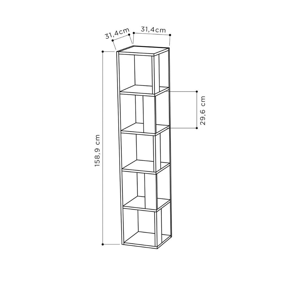 Libreria angolare Piano bianca 5 ripiani 31,4x31,4x158,9