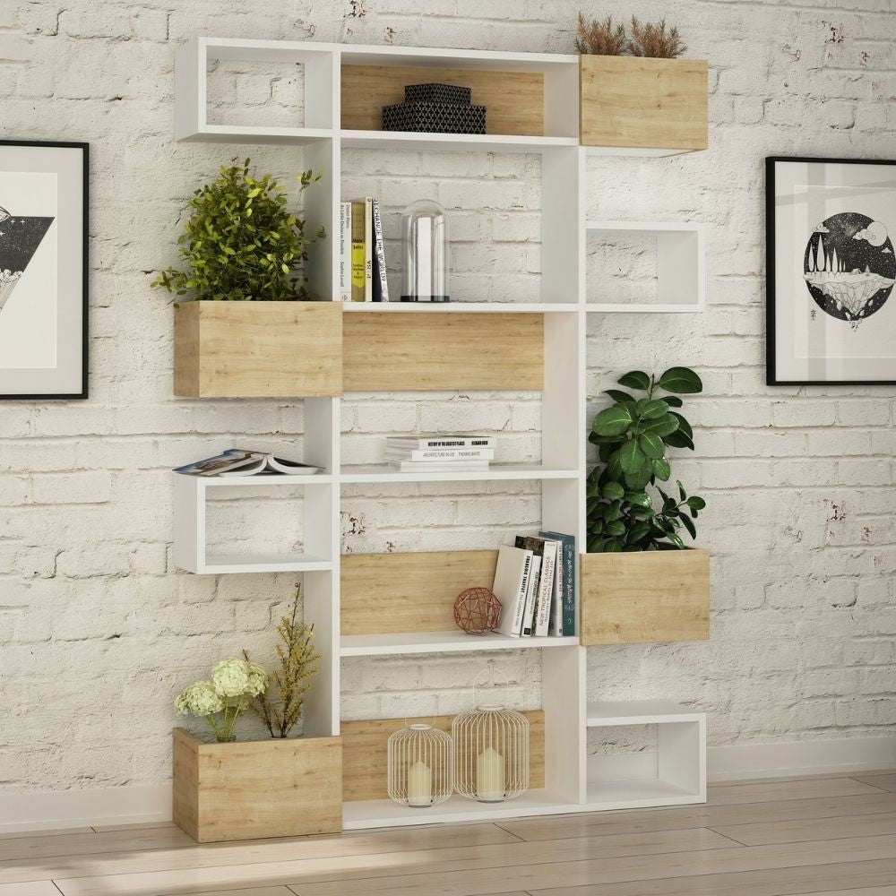 Libreria design Niho bianco rovere 120x171