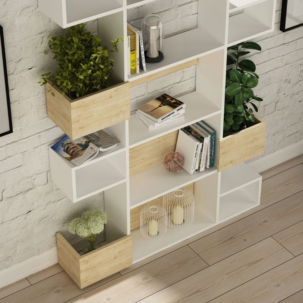 Libreria design Niho bianco rovere 120x171