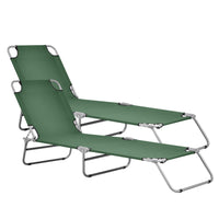 Set di 2 Lettini Prendisole Portatili, 2x Sdraio Pieghevole con Schienale Reclinabile - Supporto Fino a 110 kg - Verde