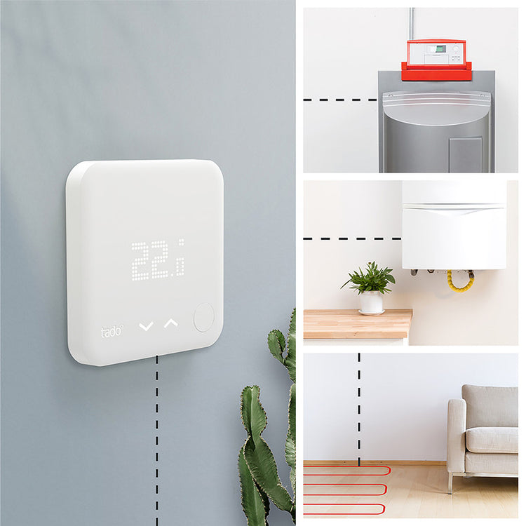  TADO° termostato kit di base V3+ Termostato Intelligente cablato Compatibile con Alexa e Google Assistant Bianco 