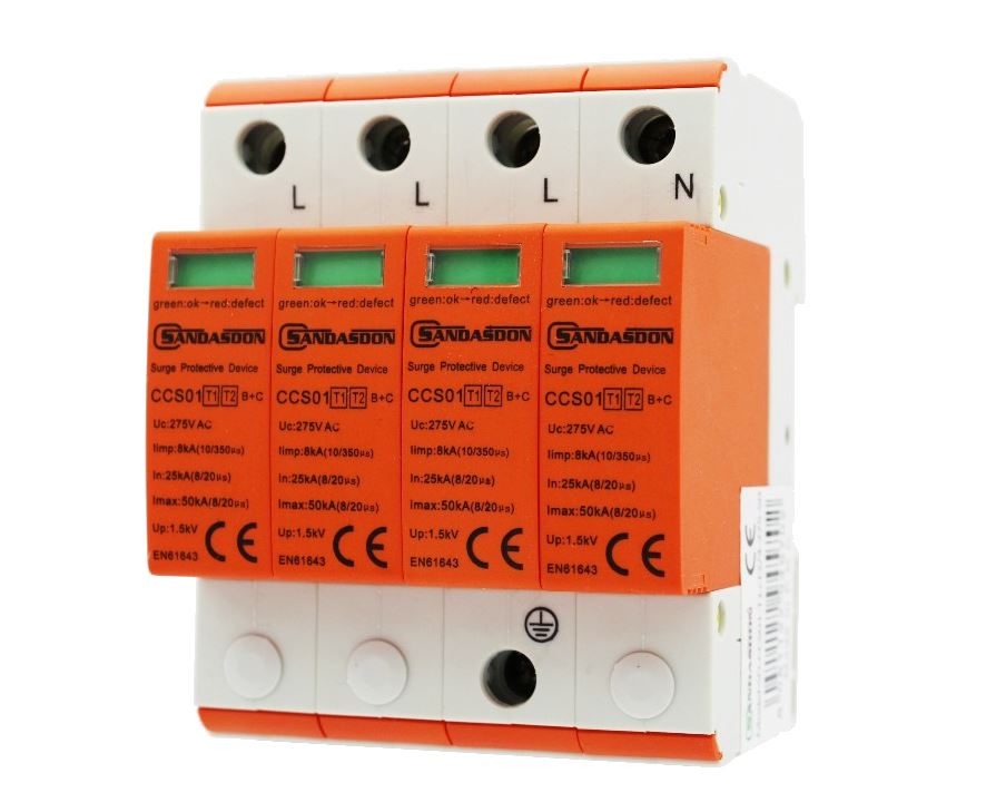 Limitatore Scaricatore di Sovratensione 4M Arancio SD-CCS01<br />A-CCS01-T1+T2/4-275-5025-50KA-1.5KV