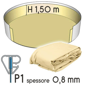 Liner Per Piscina A Forma Circolare  3,60 X H. 1,50 M Sabbia - Attacco P1 - Spessore 0,80 Mm