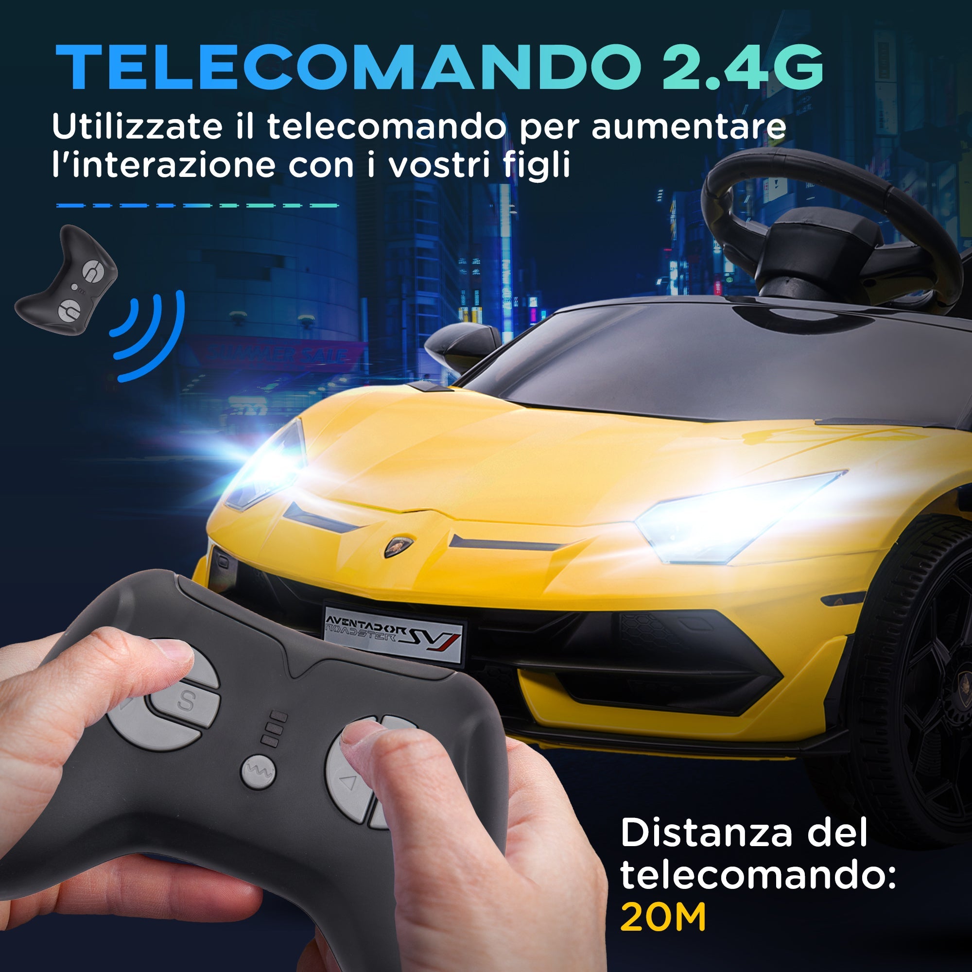 Macchina Elettrica per Bambini Licenza Lamborghini Aventador SVJ Roadster 12V Giallo