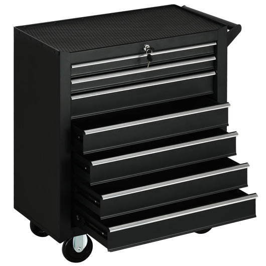 Carrello Porta Utensili da Officina con 7 Cassetti Serratura con Chiavi 69x33x75 cm Nero