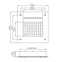 Ogomondo soffione led a soffitto da incasso con cascata acciaio nero quadro *** confezione 1