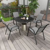 Set 4 Sedie da Giardino Impilabili con Braccioli 52x70x85 cm in Rattan PE e Acciaio Grigio