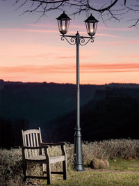 Luce per testata palo, alluminio e vetro D.60 E27 Assisi Nero