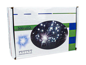 Luci Per Natale Catena 500 Led 40M Colore Blu IP44 Lucciole Decorative Natalizie Con Filo Verde