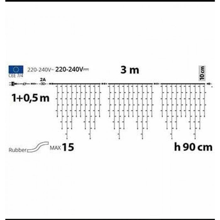 Luci natale tenda luminosa natalizia 3MT 120led micro Led reflex luce 3000K / 6000K effetto flashled raccordabile IP65