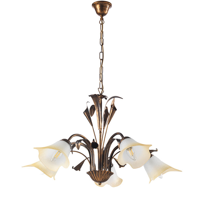 4722/5B - Lampadario Lucrezia 5 Luci Bronzo