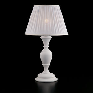 Lume in legno bianco shabby 1 luce con paralume dm.35 Fiorenza