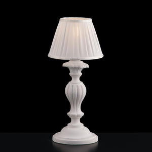 Lumetto in legno bianco shabby 1 luce con paralume dm.20 Leonardo