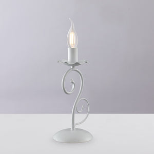 Lumetto in ferro laccato bianco con decorazione effetto shabby chic 1 luce