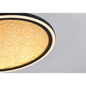 Luna LED Flush, metallo nero sabbia e diffusore in plastica dorata