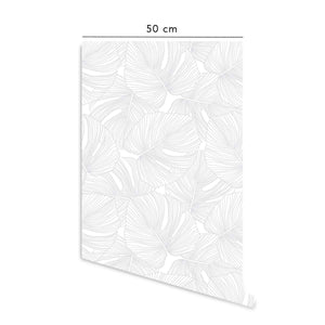 Carta da parati adesiva Palme in vinile grigio cenere - 1 rotolo 50x300 cm-Decochic