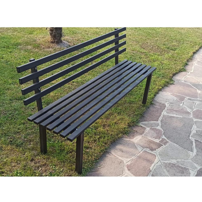 Panchina da esterno con schienale per giardino zincata 160 cm