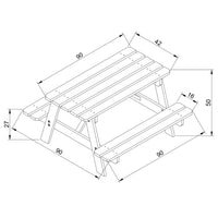 Tavolo da picnic per bambini in legno L90xL90xA50 cm - Timbela M018-1