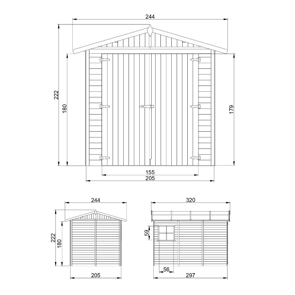 Garage in legno naturale A222x320x244 cm/6 m2 - TIMBELA M105