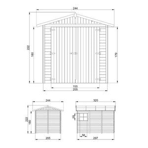 Garage in legno naturale A222x320x244 cm/6 m2 - TIMBELA M105