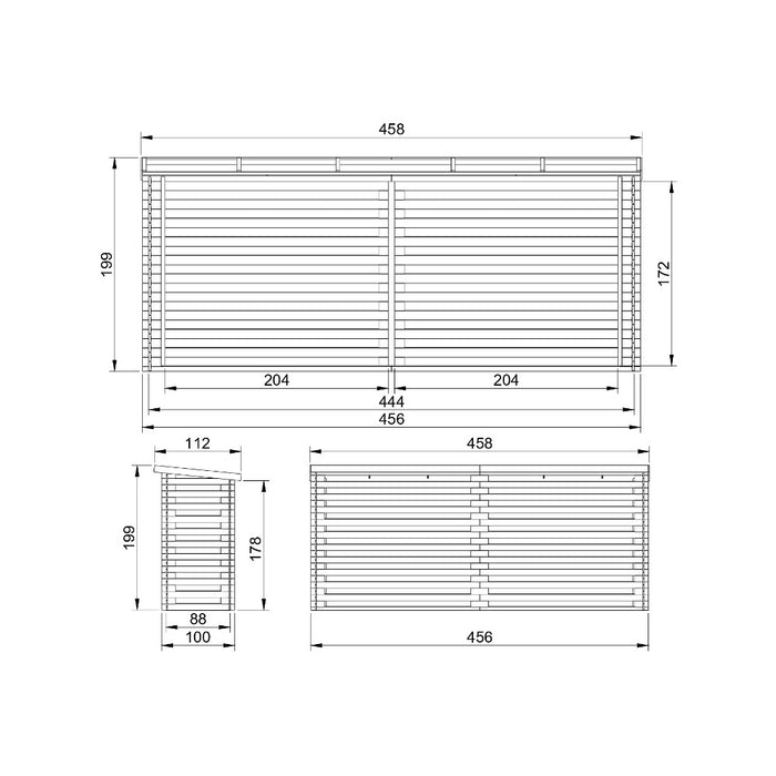 Legnaia da Esterno in Legno - 112x450xA199 cm/10 m3 TIMBELA M203