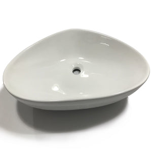 Lavabo da appoggio ceramica bianco triangolare lavandino lavello arredo *** misure 67x44x15 cm, confezione 1