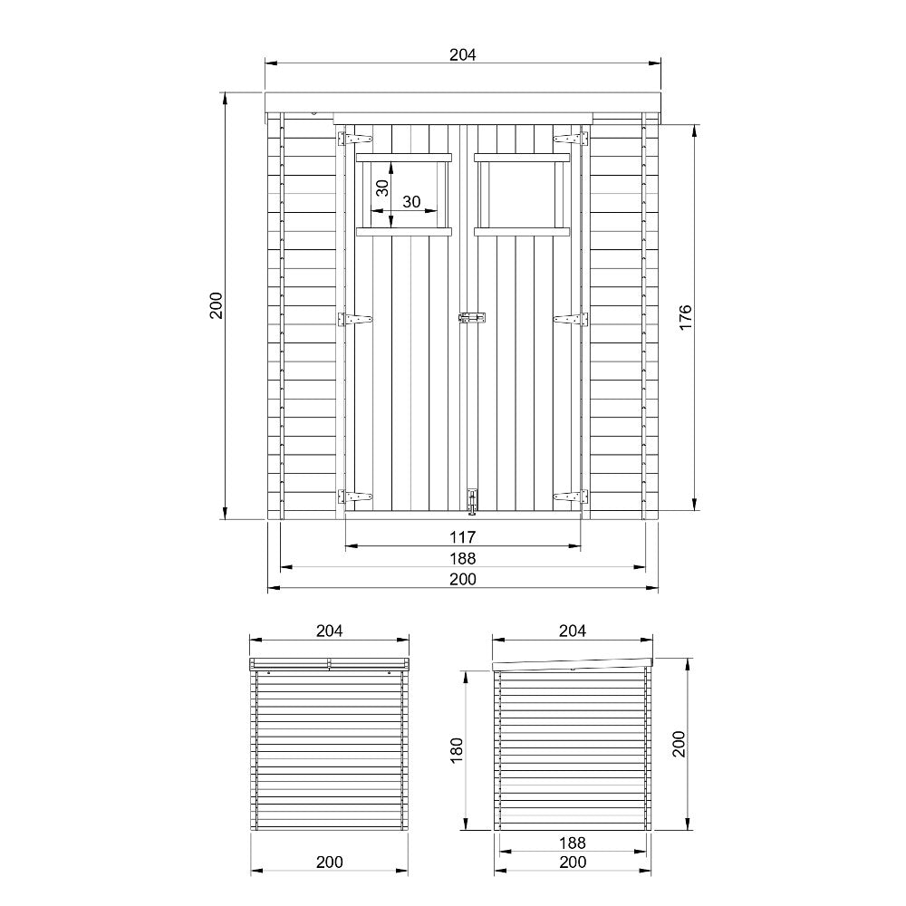 TIMBELA M309 Casetta da Giardino in Legno - A200x204x204cm/3.53 m2 