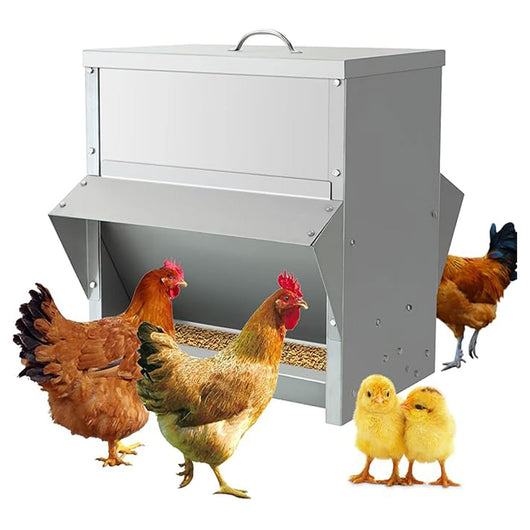 Mangiatoia per Galline 41x45x46 cm 2 Lati Capienza 30kg in Acciaio Zincato