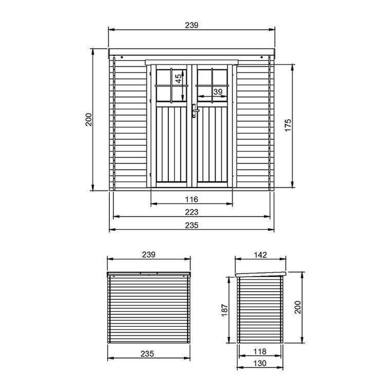 TIMBELA M310F Casetta da Giardino con porta con serratura di alta qualità - 2.6m2 