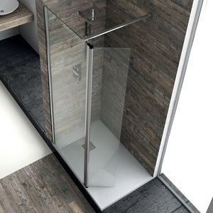 Ogomondo walk-in doccia con anta basculante e staffa cristallo 8 mm *** misure 137-139xh200 cm, confezione 1