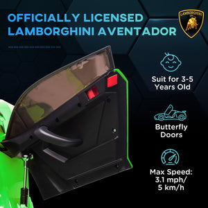 Macchina Elettrica per Bambini 12V con Licenza Lamborghini Aventador SVJ Roadster Verde