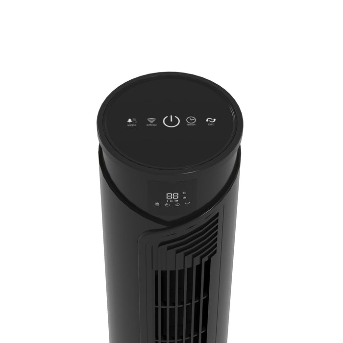 Ventilatore a Torre 45W a 4 Modalità e 3 Velocità con Timer da 12h Ø31.5x93 cm in ABS Nero