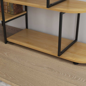 Libreria 10 Livelli 111,5x32x170 cm in Truciolato e Acciaio Naturale e Nero