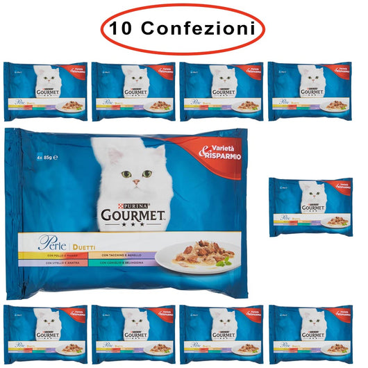 Purina gourmet perle umido gatto duetti con carni delicate 10 confezioni da 4 buste da 85 grammi