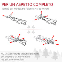 Albero di Natale Artificiale Innevato 225 cm 988 Rami Apertura Automatica Verde