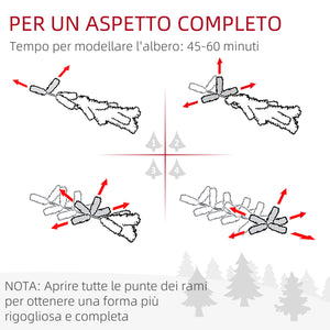 Albero di Natale Artificiale Innevato 225 cm 988 Rami Apertura Automatica Verde