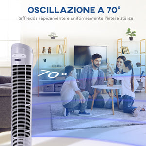 Ventilatore a Torre Oscillante da 45W a 3 Velocità 27x27x75 cm in ABS Bianco