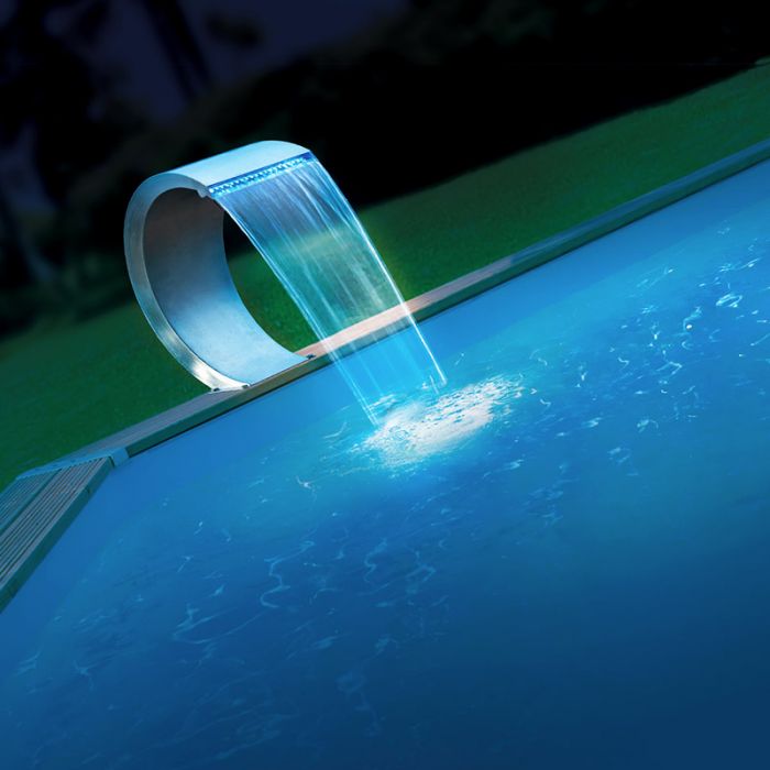 Cascata MAMBA mezzaluna per piscina - Cascata Mamba Mezzaluna Per Piscina Inox 316l Con Led Bianco - 27,5x13,5xh24 Cm