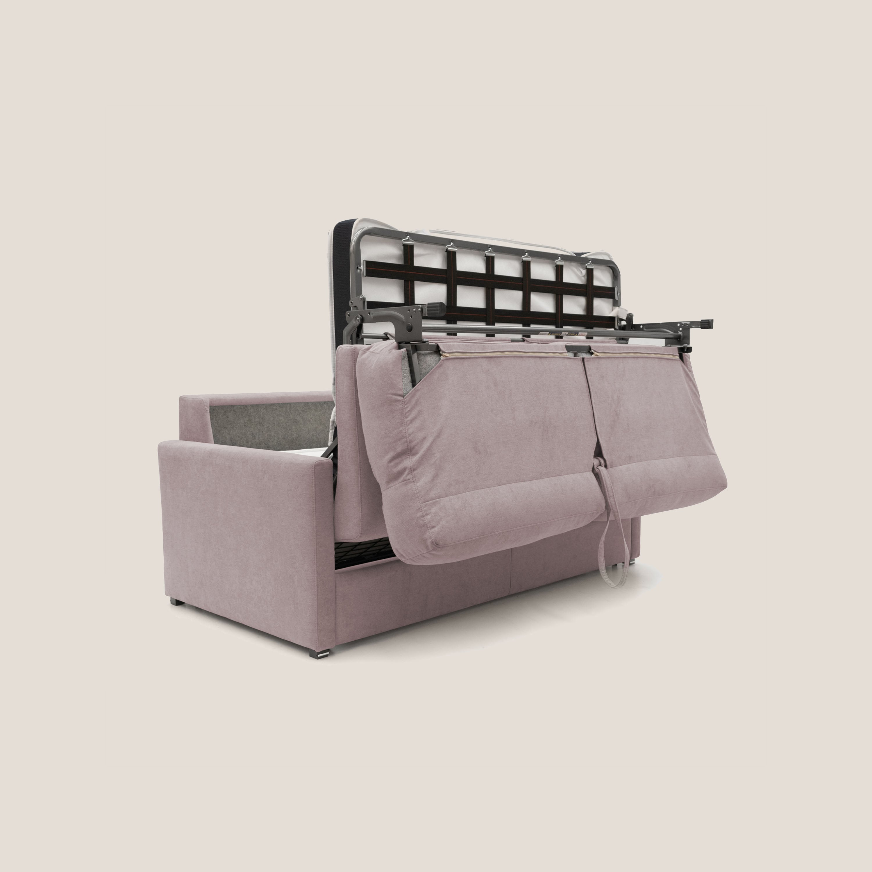 Divano Letto 2 Posti 176x102x97 cm in Tessuto Rosa