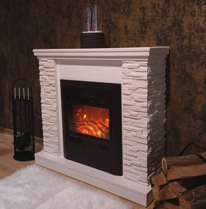 Camino Elettrico da Pavimento 90,3x98x30 cm Effetto Fiamma 2000W Rock & Cristina