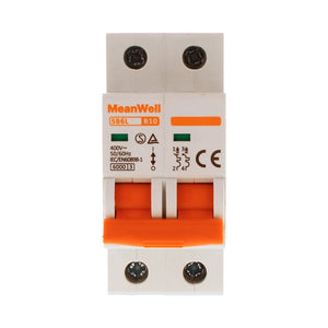 MeanWell MCB Interruttore Magnetotermico Automatico Curva B 2P 2M 6000A B10A AC 400V IP20 IEC60898-1