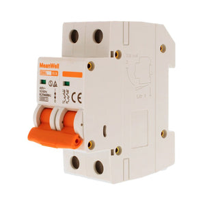 MeanWell MCB Interruttore Magnetotermico Automatico Curva B 2P 2M 6000A B16A AC 400V IP20 IEC60898-1