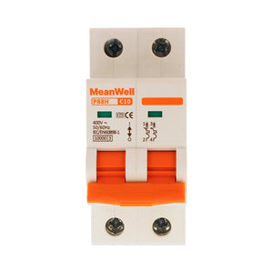 MeanWell MCB Interruttore Magnetotermico Automatico Curva C 2P 2M 10000A C10A AC 400V IP20 IEC60898-1