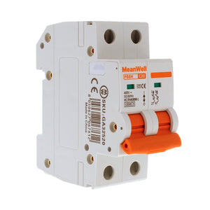 MeanWell MCB Interruttore Magnetotermico Automatico Curva C 2P 2M 10000A C20A AC 400V IP20 IEC60898-1