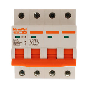 MeanWell MCB Interruttore Magnetotermico Automatico Curva C 4P 4M 10000A C32A AC 400V IP20 IEC60898-1