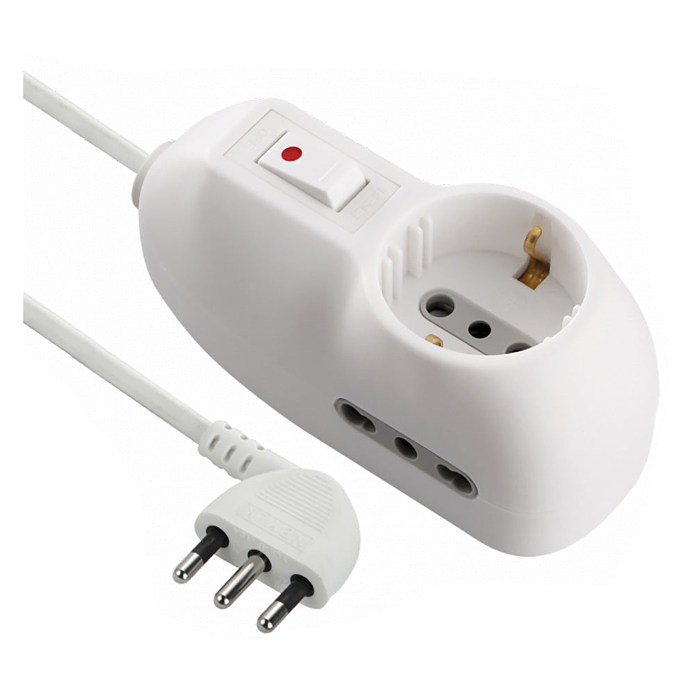 MULTIPRESA CON INTERRUTTORE 1 Schuko + 2 Bival.10/16A - 62023 ELECTRALINE