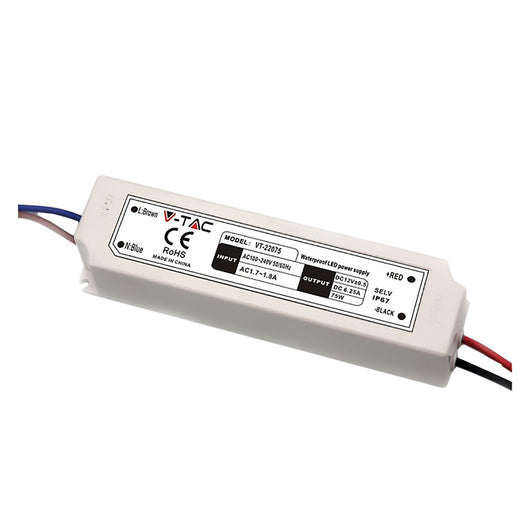 ALIMENTATORE PER STRIP LED 60W - IN 100-240V OUT 12V 5A (IP67) VTAC