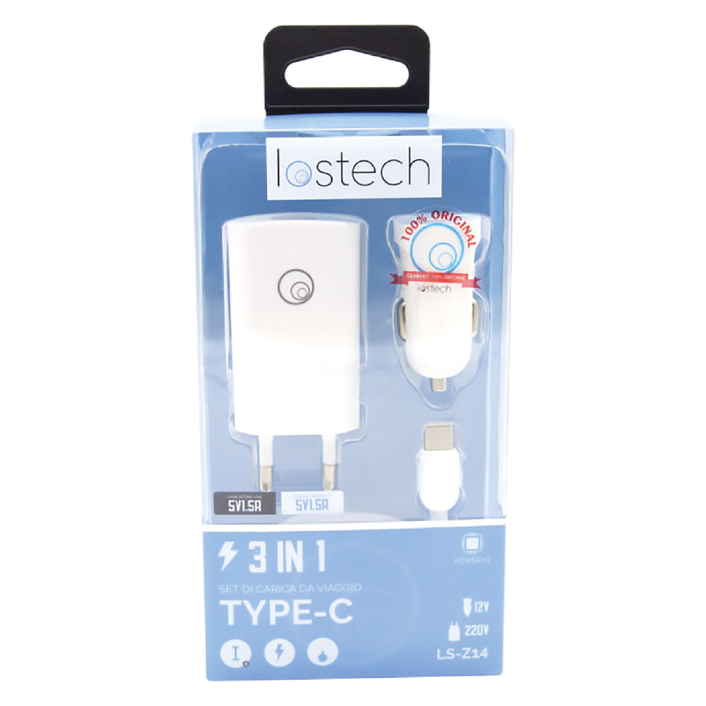 SET DI CARICA DA VIAGGIO cavo USB attacco micro USB LOSTECH